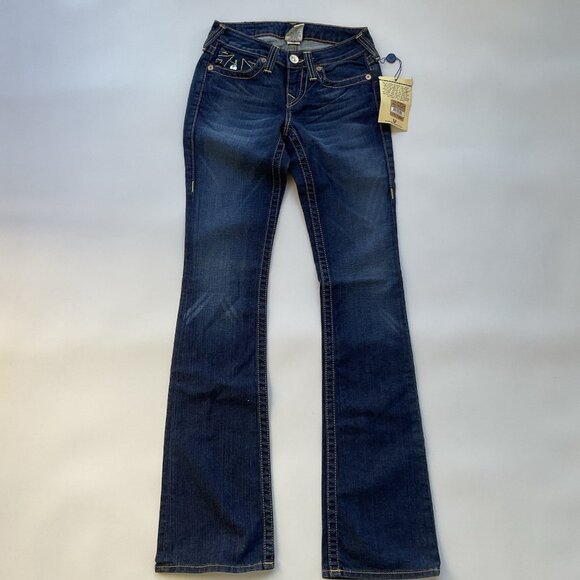 $231 True Religion Women’s Becky Heritage Jeans Slim Bootcut Dark Blue Size 25 - Picture 2 of 13